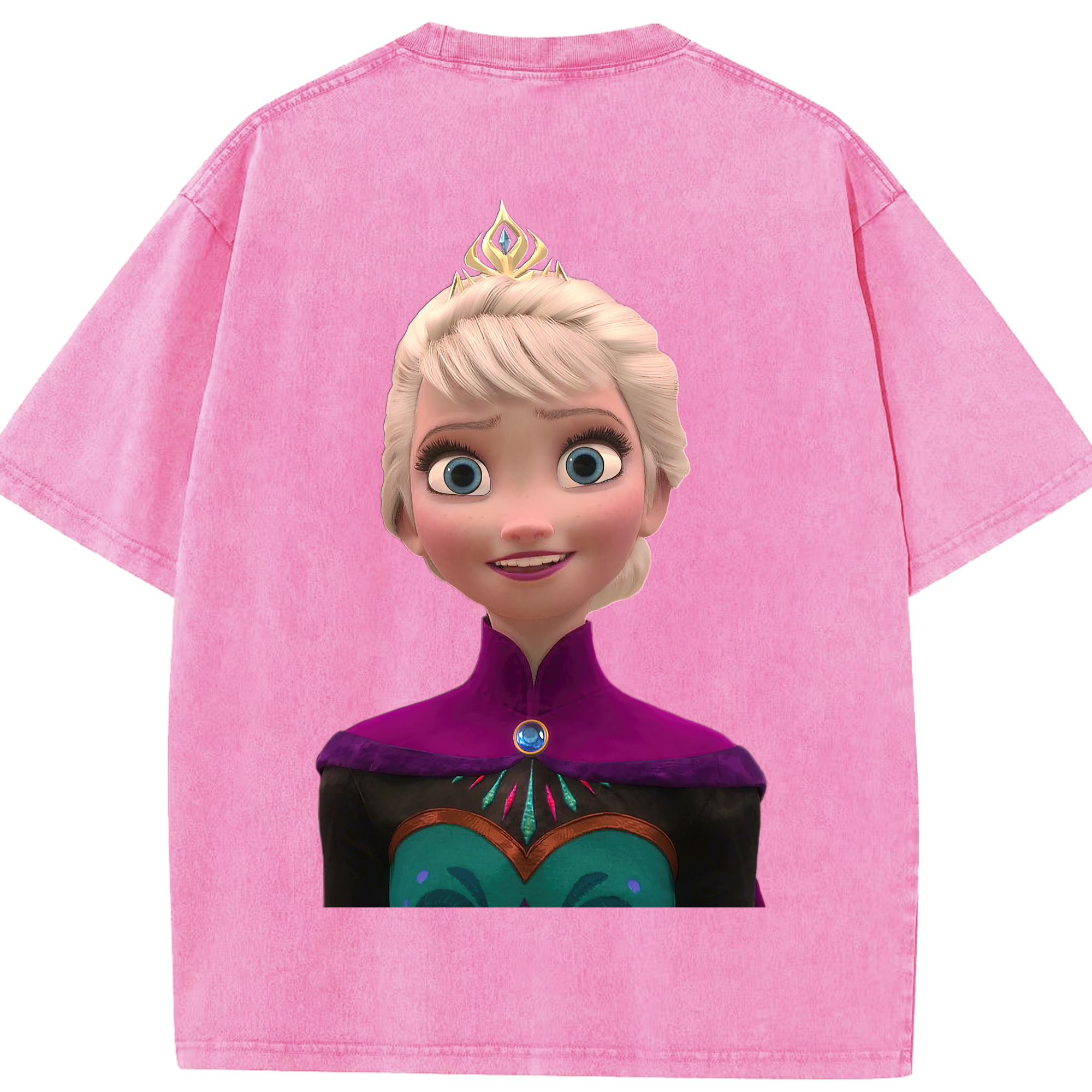 （画像用） アナと雪の女王 アンナ エルサ Frozen Anna Elsa 綿100% ヴィンテージ風 半袖Tシャツ（背面プリント）